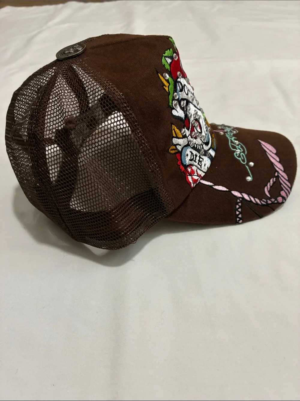 Don Ed Hardy Do Or Die Baseball Cap Trucker Hat Snapback Rhinestone Bling